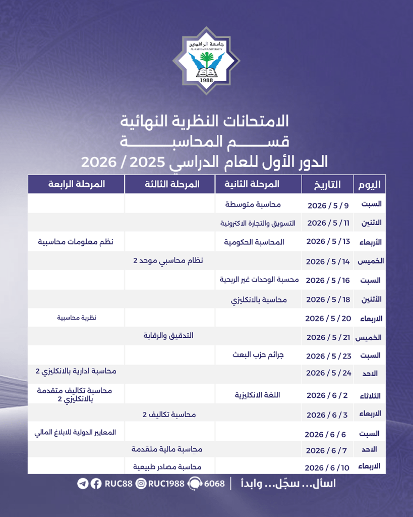    جامعة الرافدين   مدير الموقع عمار محمود ابو الشعير